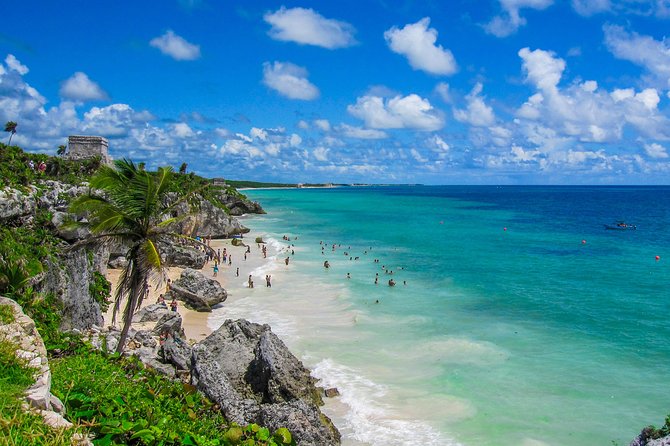 4x1: Coba, Cenote, Tulum and Playa del Carmen Tour from Cancun - A cool swim at Cenote Kuxtal