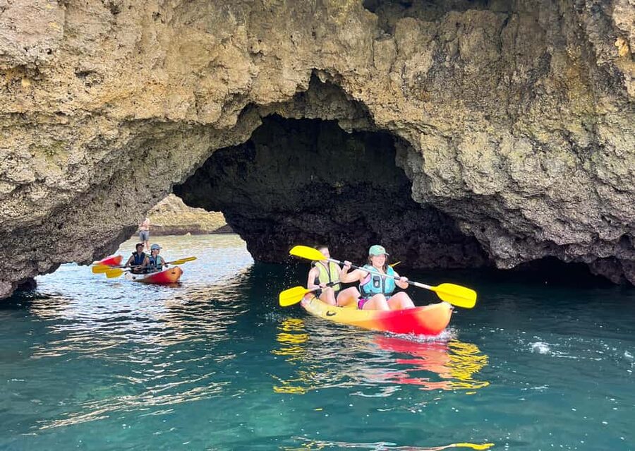 Albufeira: Hidden Beaches & Cliffs Guided Kayak Cave Tour - Narrow openings near Ninho das Andorinhas