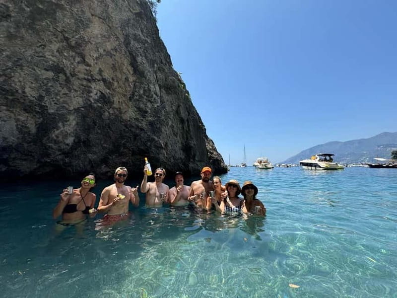 Amalfi: Kayak-Snorkel to Pandora Cave, Hidden Beach & Drinks - A short stop at the Sulfur Cave