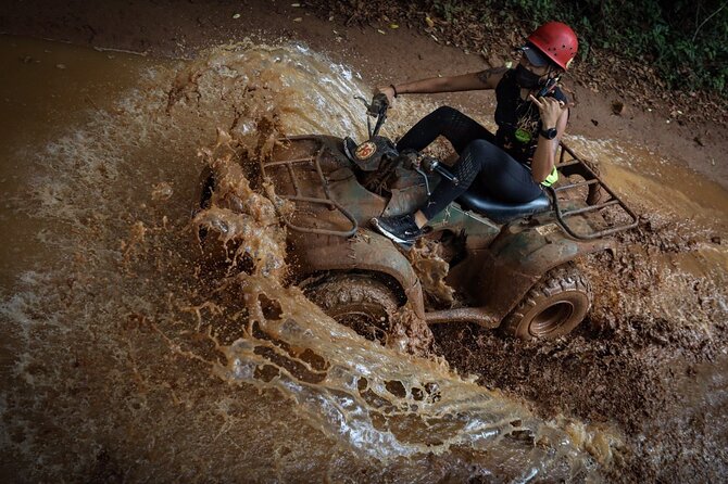 ATV, Ziplining & Cenote Tour, Transportation & Tequila Tasting - Cooling off at Cenote Verde Lucero
