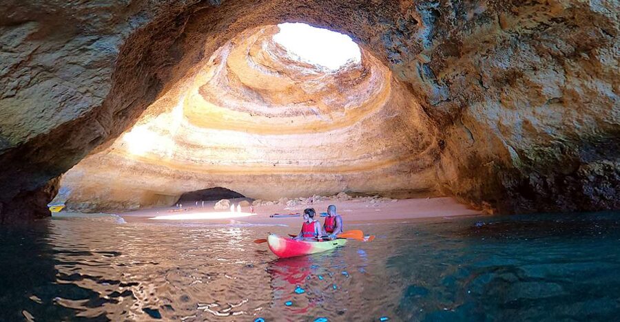 Benagil: Kayaking Adventure in Benagil Caves & Marinha Beach - Exploring the smaller caves and rocky coast