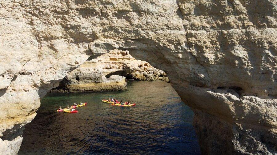 Benagil: Kayaking Adventure in Benagil Caves & Marinha Beach - Paddling into Benagil Cave
