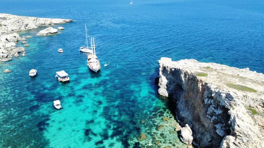 Blue lagoon, Crystal Lagoon & Comino Island & Caves - Santa Maria Caves and the first swim stop