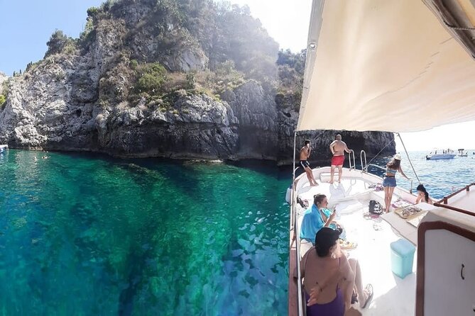 Boat tour Giardini Naxos Taormina Isola Bella Blue Grotto - Taormina’s cliffs and coves from the water