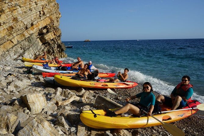 Budva Bay: Kayak & SUP Tour to Coastal Caves - Resting at Calypso Beach