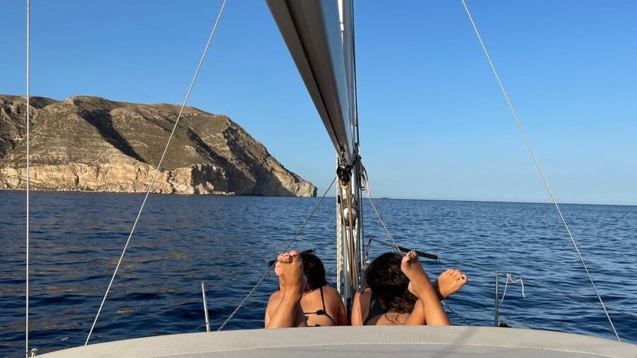 Carboneras: Cabo de Gata Caves and Los Muertos Sailing Tour - Arena Cove and the approach to Agua Amarga