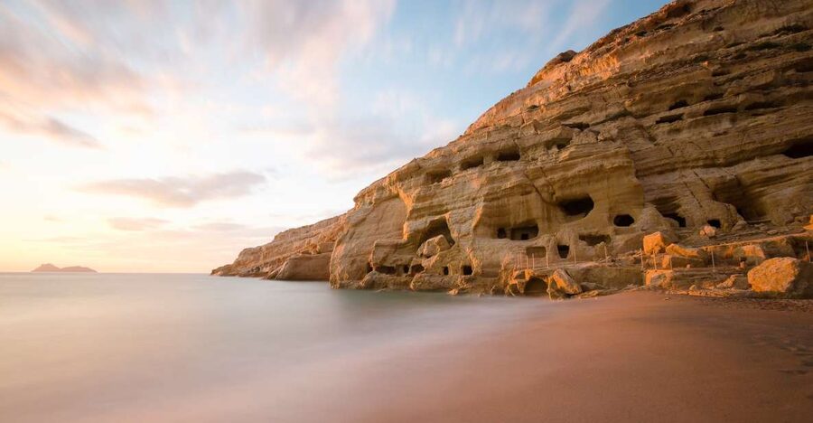 Crete: Matala Beach and Hippie caves, Red beach - The road south, including Kourtaliotikos Gorge views