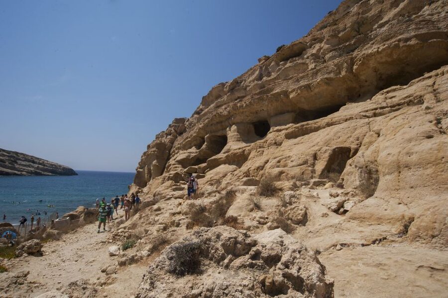 Crete: Matala Beach and Hippie caves, Red beach - Pickup from Crete’s northern resorts