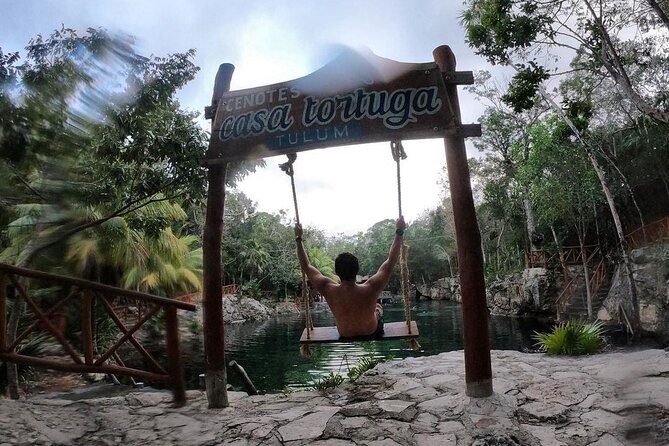 Eco Park Casa Tortuga Cenotes and Tulum Ruins! Riviera Maya Round Transportation - Mother Nature and the Tulum letters
