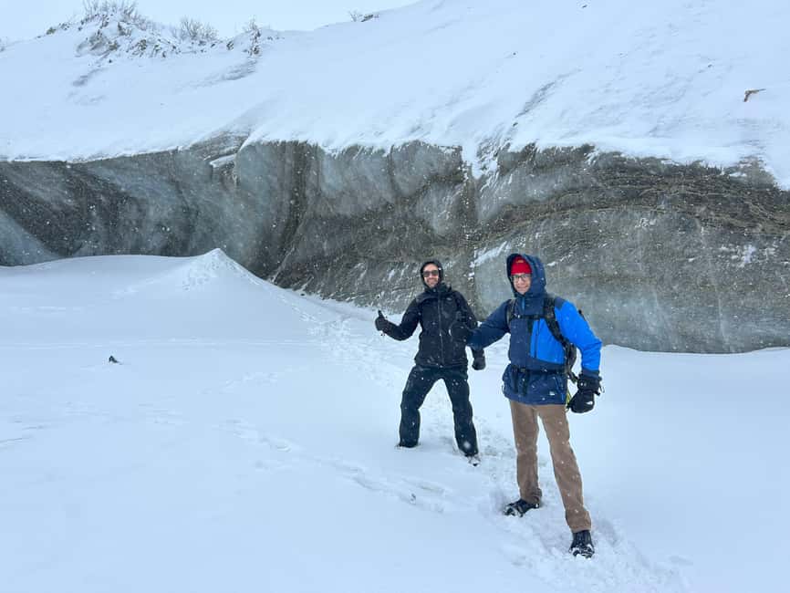 Fairbanks: Guided Snowshoe Hike to Castner Glacier Ice Cave - Going inside a glacier-formed cave