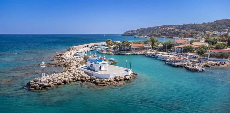 Faliraki: Boat Trip to Afandou Caves, Anthony Quinn & Ladiko - Ladiko Bay and the underwater cliff