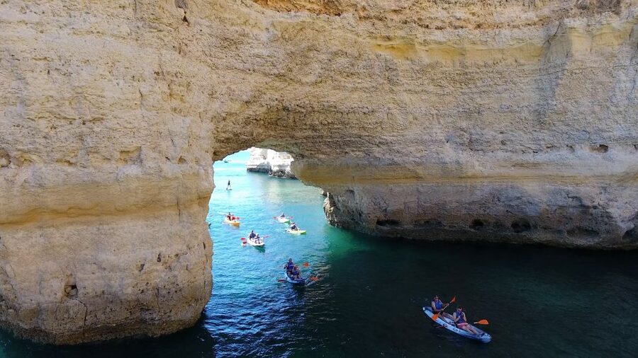From Albufeira: Benagil Hidden Caves Tour by Kayak - The swim and the ride back to Albufeira