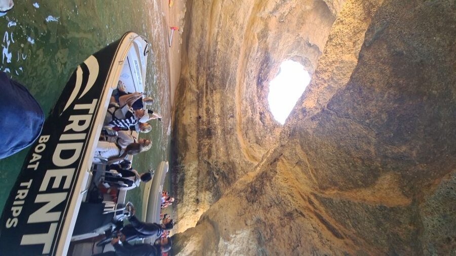 From Armação de Pêra: Benagil Caves and Beaches Boat Tour - Cão Raivoso Beach and the approach to Benagil