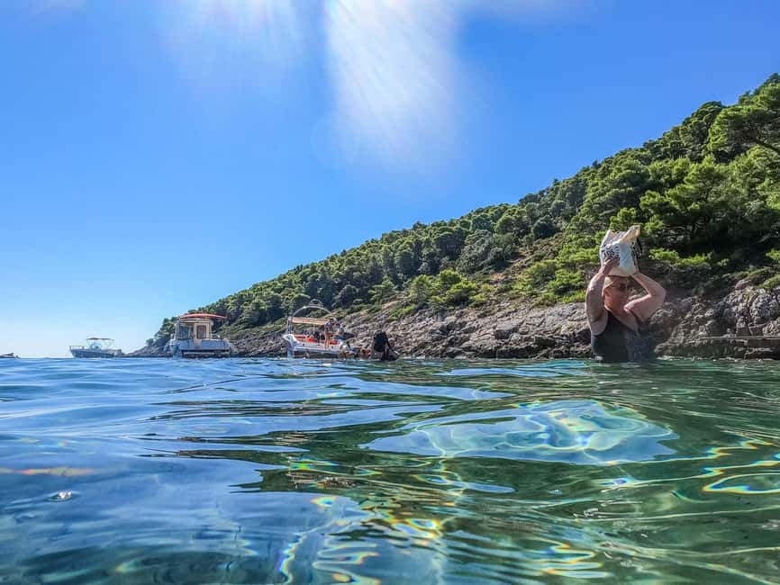 From Dubrovnik: Elaphiti Islands & Blue Cave Speedboat Tour - Koločep and the first cave stops