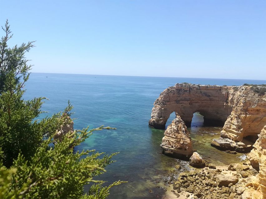 From Faro: 7 Valleys Hiking, Benagil Cave, & Snorkeling Tour - Marinha Beach and the heart-shaped arch