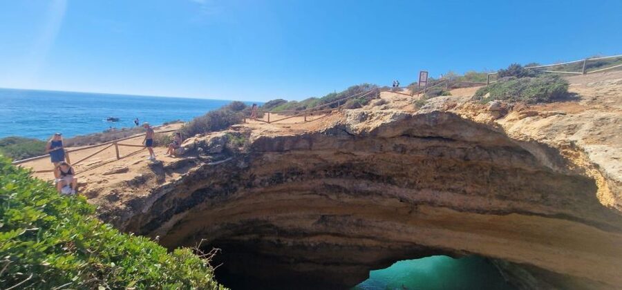 From Faro: 7 Valleys Hiking, Benagil Cave, & Snorkeling Tour - A brief stop at Senhora da Rocha Chapel