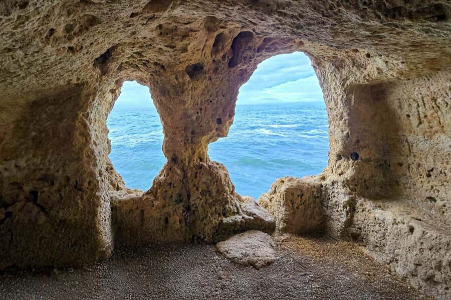 From Faro: 7 Valleys Hiking, Benagil Cave, & Snorkeling Tour - Seeing Benagil Cave from its upper rim