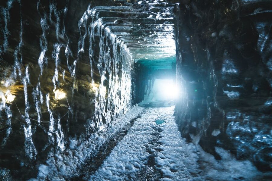 From Gullfoss: Langjökull Ice Cave and Snowmobile Tour - Inside the custom ice cave