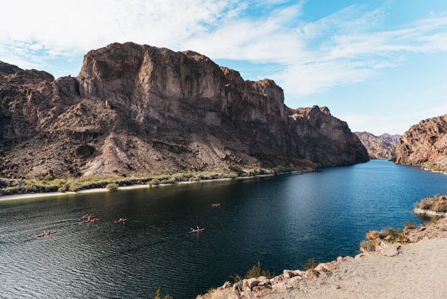 From Las Vegas: Emerald Cave Guided Kayaking Tour - Paddling north on the Colorado River