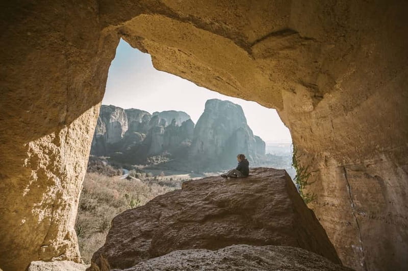 From Meteora: Hidden Hermit Caves Sunset Hiking Tour - The former prison for expelled monks