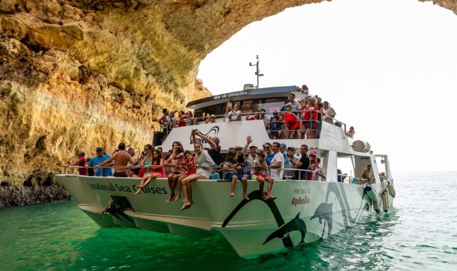 From Portimão: Catamaran Cruise to Benagil Caves with BBQ - The beach BBQ and open bar