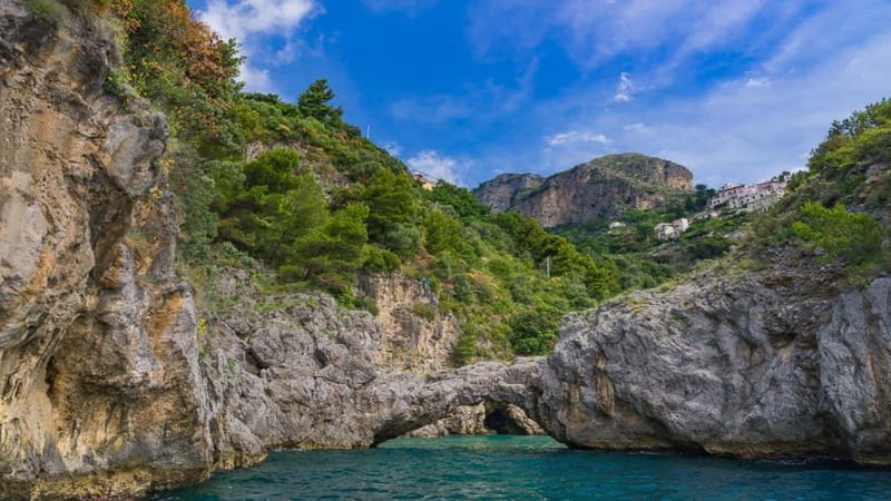 From Positano: Amalfi Coast and Emerald Grotto Group Cruise - The Natural Arch and the villages of the eastern coast