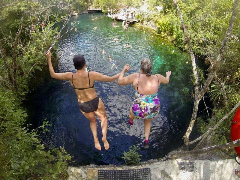 From Tulum: Four-Cenote Adventure - Naval Cenote: your first swim and zip line