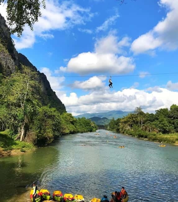 From Vientiane: Vang Vieng Tour with Cave Kayak & Zipline - Key points at a glance