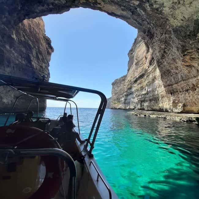 Gozo: 20-Minute Cave Tour and Blue Lagoon Stop - Santa Maria Caves from inside the boat