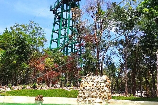 Half-day Adventure: Cenote + Ziplining + ATV Tour - Five ziplines above the trees