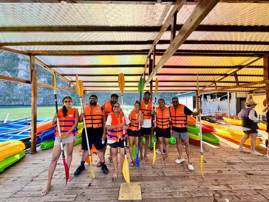 Halong Bay: Luxury Day Cruise, Caves, Kayak & Buffet Lunch - Lunch beside Fighting Chicken and Incense Burner Islets