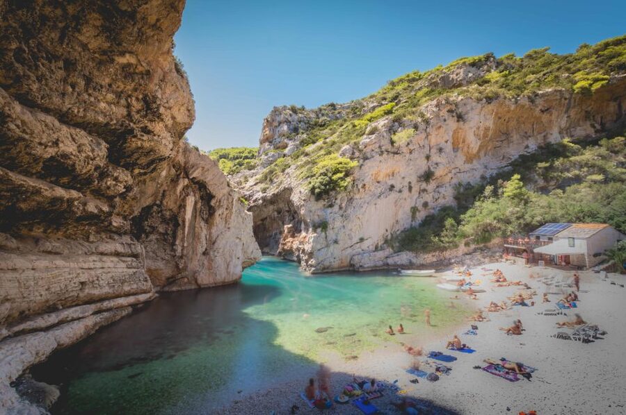 Hvar: Blue and Green Caves Boat Tour with Stiniva Beach - The Green Cave’s underwater glow
