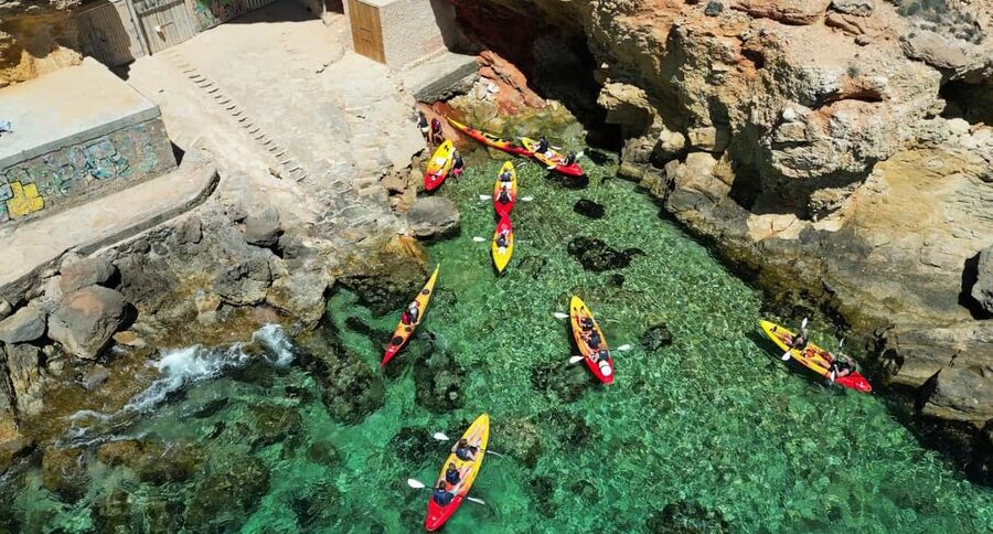 Ibiza: Kayak & Snorkel in Sea Caves and Crystal Waters - Swimming and snorkeling at the first secret stop