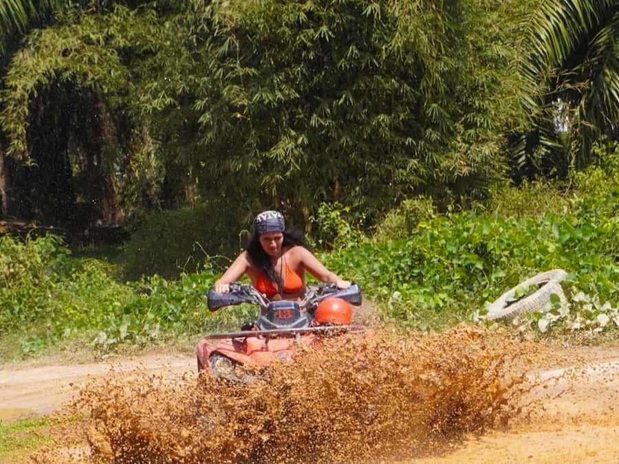 KhaoLak:ATV, ZipLine, & Rafting Adventure Monkey Cave Temple - A 200-meter zipline through the trees