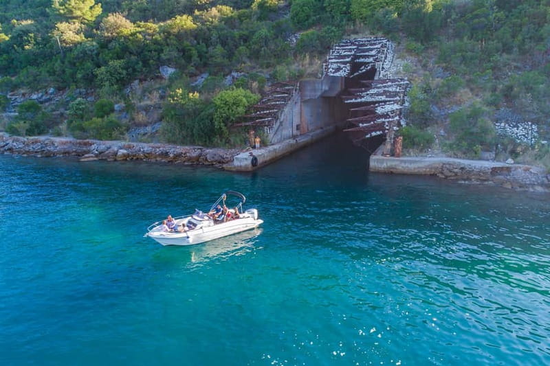Kotor: Blue Cave with Kotor Bay Island and Submarine Tunnels - Passing Mamula Fortress