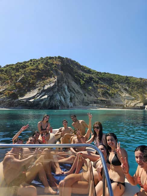 Ksamil Pigeon Cave Snorkeling free Drinks Speedboat In Group - Pigeon Cave and the red rock walls