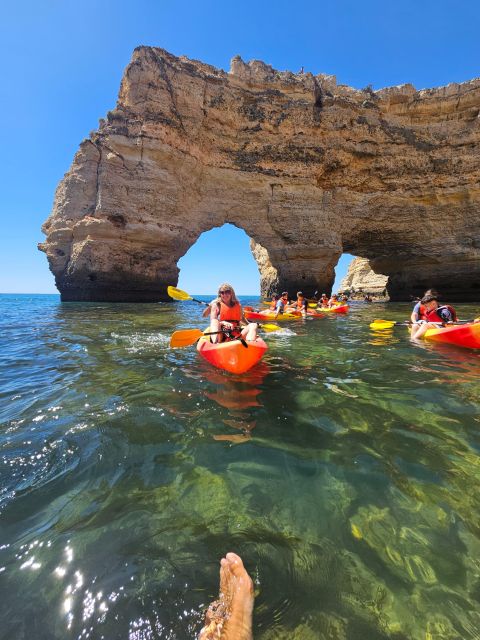 Lagoa: Benagil Cave and Marinha Beach Guided Kayaking Tour - Paddling the golden Algarve coast