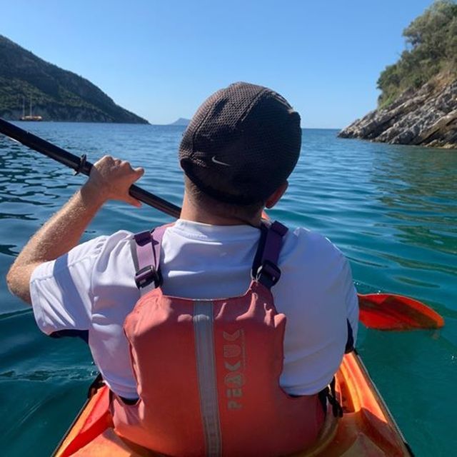 Lefkada: Hidden Blue Cave Kayak Trip with Lunch & Fruits - Quiet beaches, fruit, and the food question