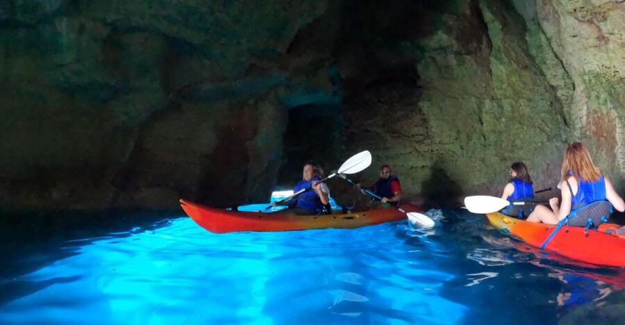 MENORCA: Kayak cave route + photo session. - Paddling out from Monkey Kayak Menorca