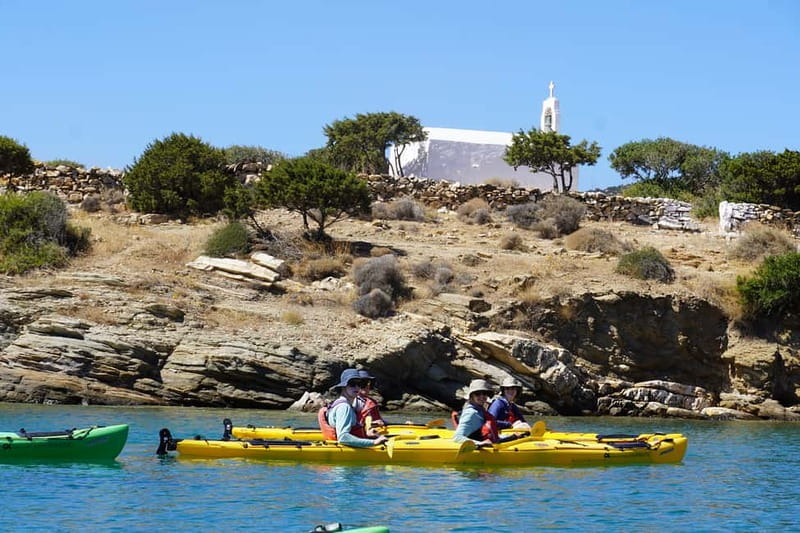 Naxos: Rina Cave Sea Kayak Tour with Snorkeling and Picnic - Entering Rina Cave and swimming nearby