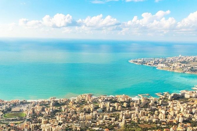 New Guided Semi-Private Tour to Jeita Grotto, Harissa & Byblos - Harissa and the Virgin Mary statue above Jounieh Bay