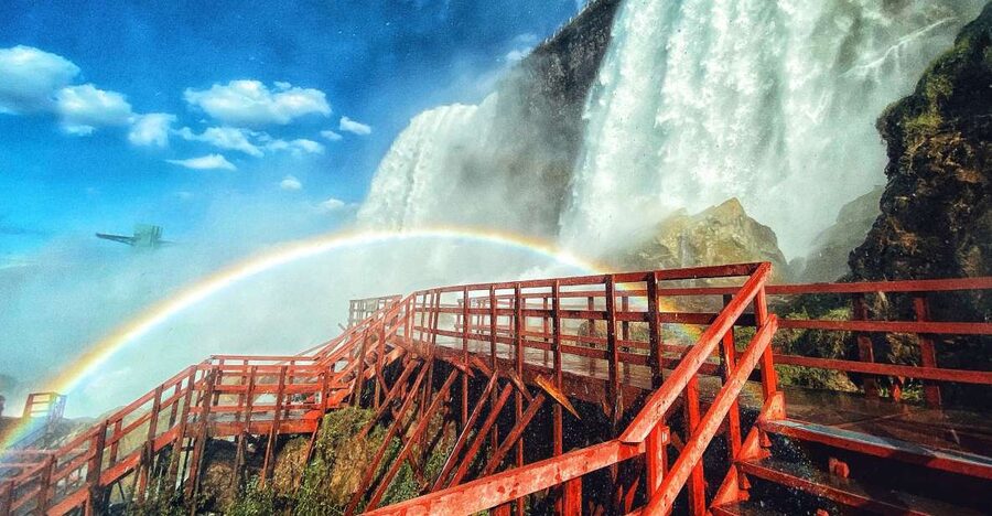 Niagara Falls: Maid of the Mist & Cave of the Winds Tour - Luna Island and the view of all three falls