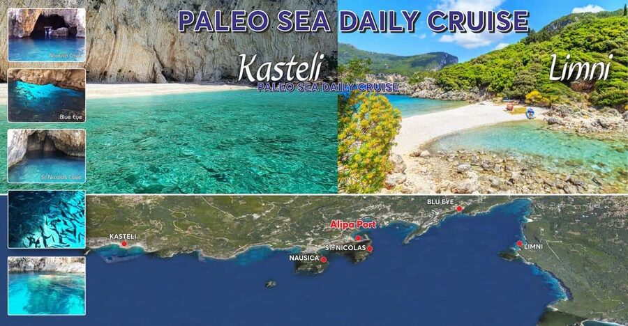 Paleokastritsa: Kasteli, Blue Caves, & Limni Beach Boat Trip - The wooden boat follows Corfu’s northwest coast