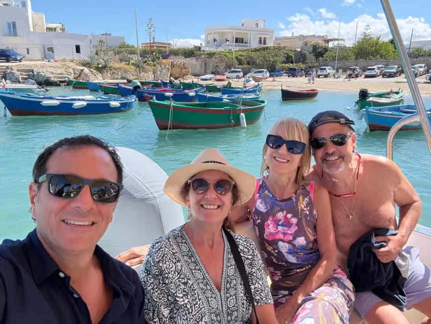 Polignano a Mare: Boat Tour of the Caves with a Swim Stop and Spritz - San Vito Abbey and the first coastal views