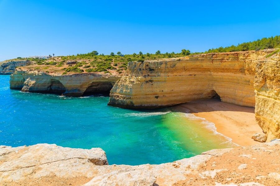 Portimão: Benagil Sea Caves Speedboat Adventure Tour - Paradise Cave and the cliffs near Carvoeiro