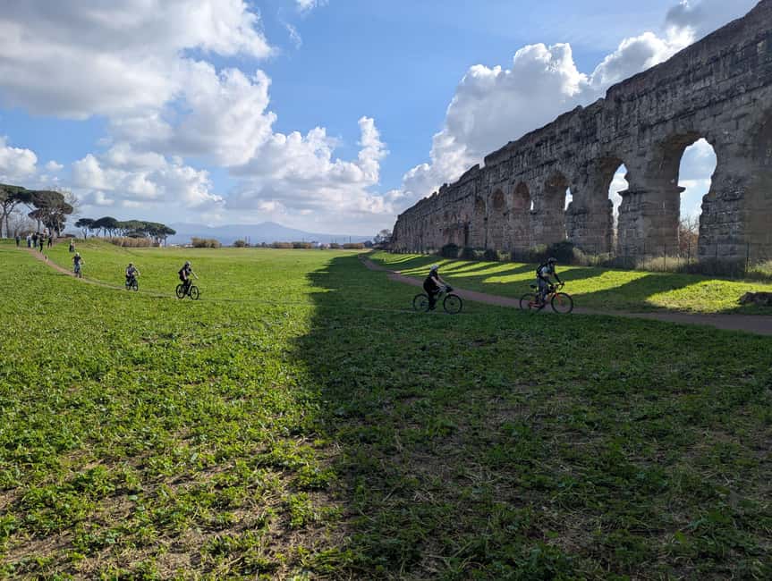 Rome: Appian Way, Catacombs & Aqueducts by eBike + Transfer - Riding past Maxentius and Cecilia Metella