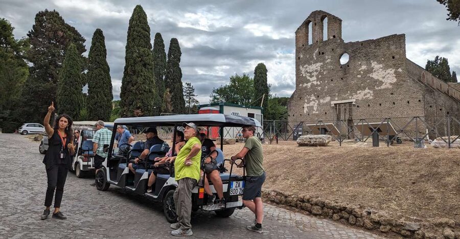Rome: Appian Way & Catacombs Golf Cart Shared Tour - Meeting your guide on Via Appia Antica