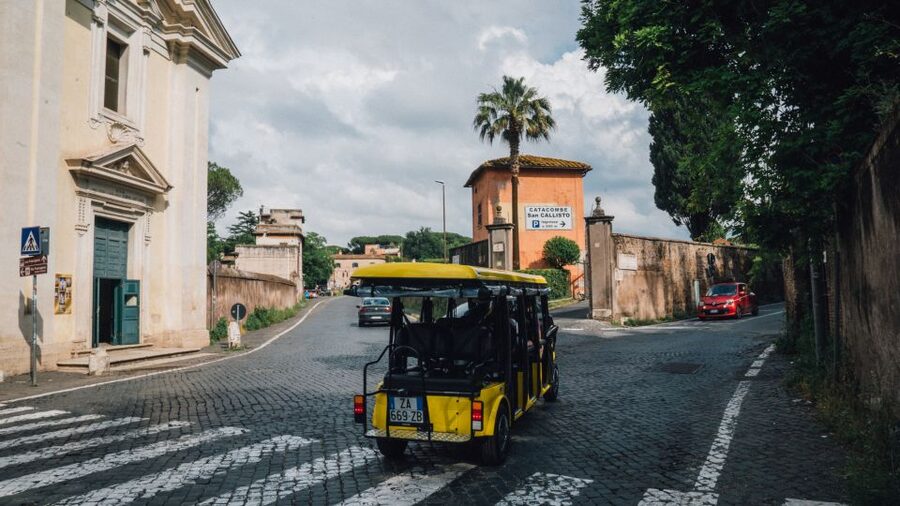 Rome: Appian Way Golf Cart Tour with Roman Catacombs Entry - Riding the ancient Appian Way