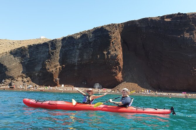 Santorini Sea Kayak - South Discovery, Small Group incl. Sea Caves and picnic - Sea caves and volcanic rock walls