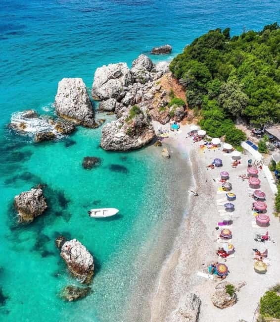 Sarandë: Ionian Coast Hidden Beaches and Caves Boat Tour - Swimming and snorkeling at Kepi I Qefalit